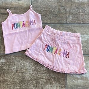 Toddler Girl Pink Punta Cana Tank Top & Skirt Outfit Set Size 2T